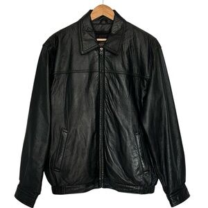 American Classics Colebrook Mens Buttery Black Leather Bomber Jacket Size Medium